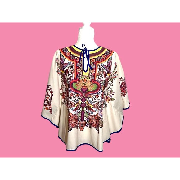 Vintage 1970's Cape Top, Ladies Hippie Style Polyester Fluttery Poncho Blouse - Picture 1 of 10